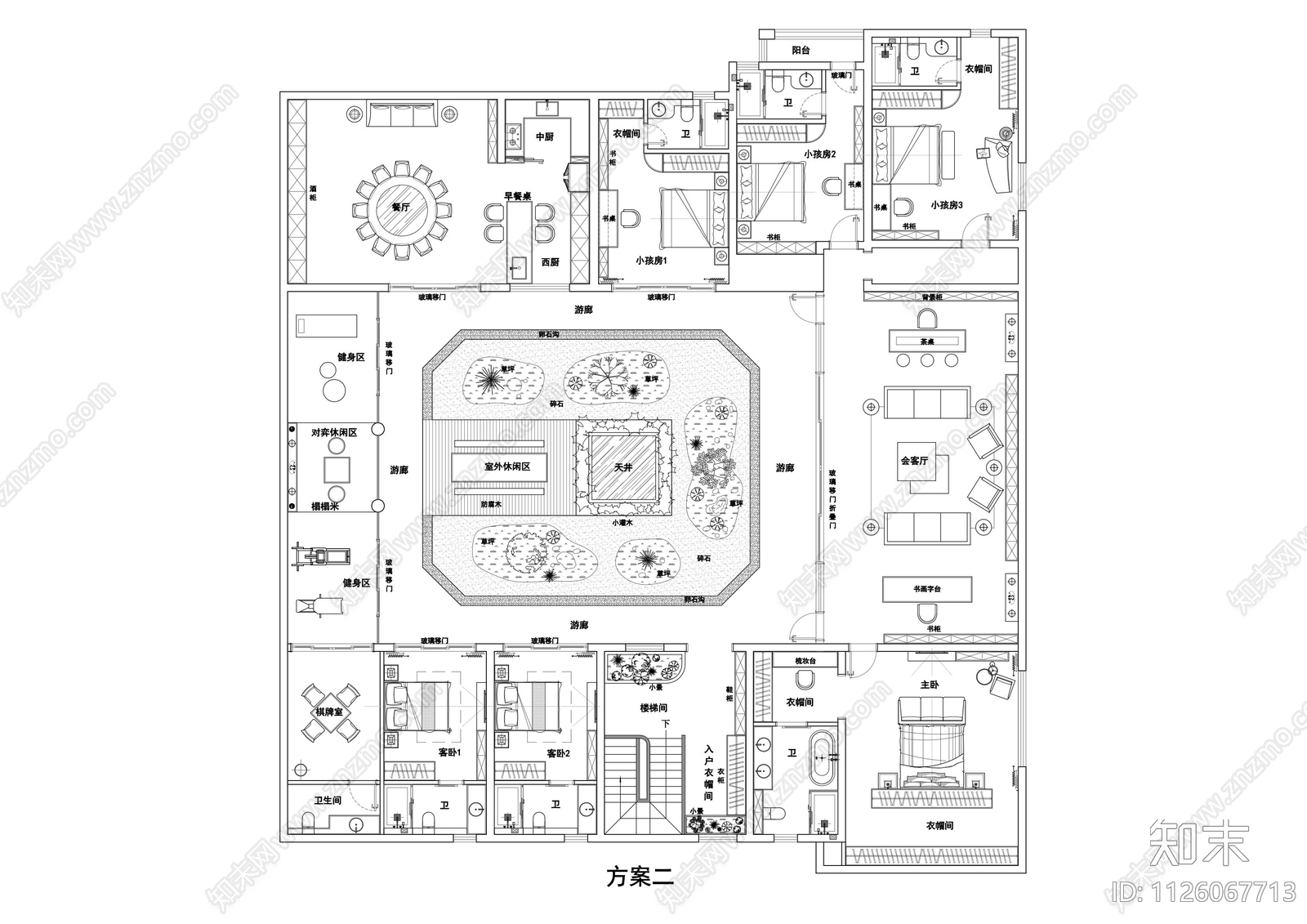 570m²大平层cad施工图下载【ID:1126067713】