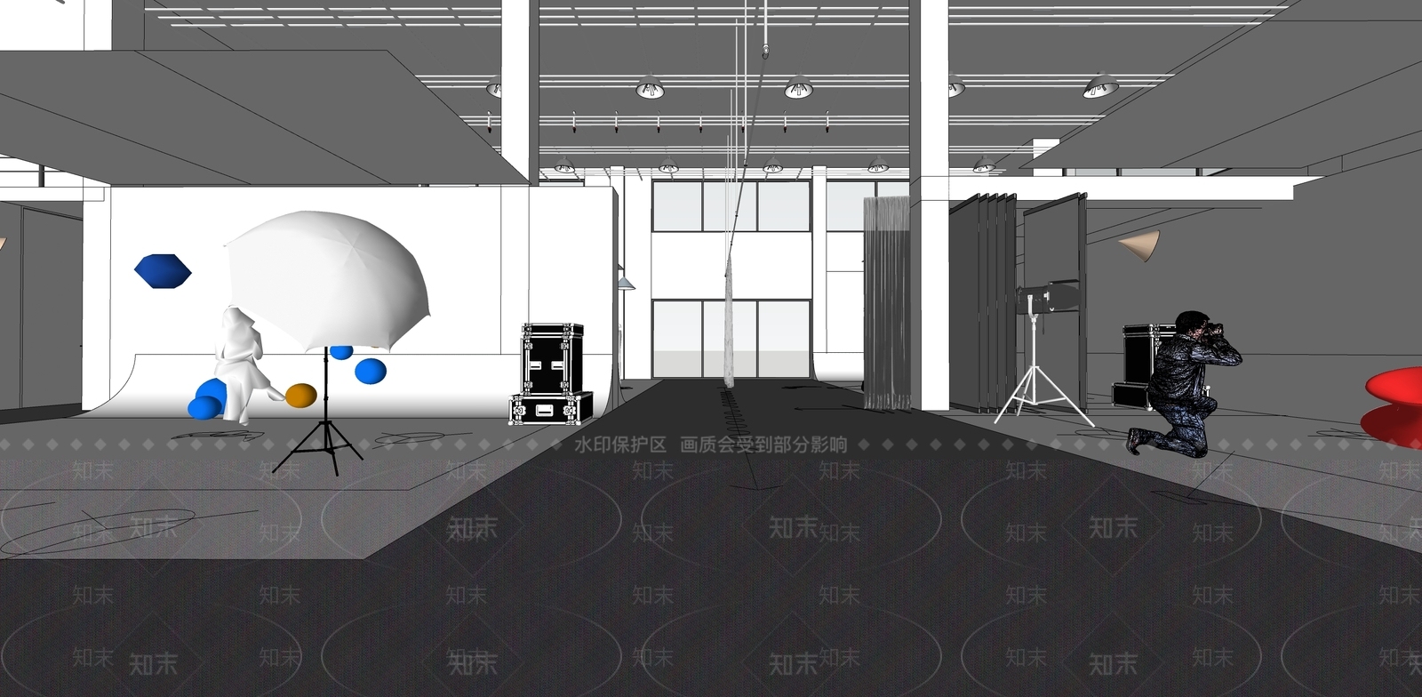 现代摄影棚SU模型下载【ID:1126222900】