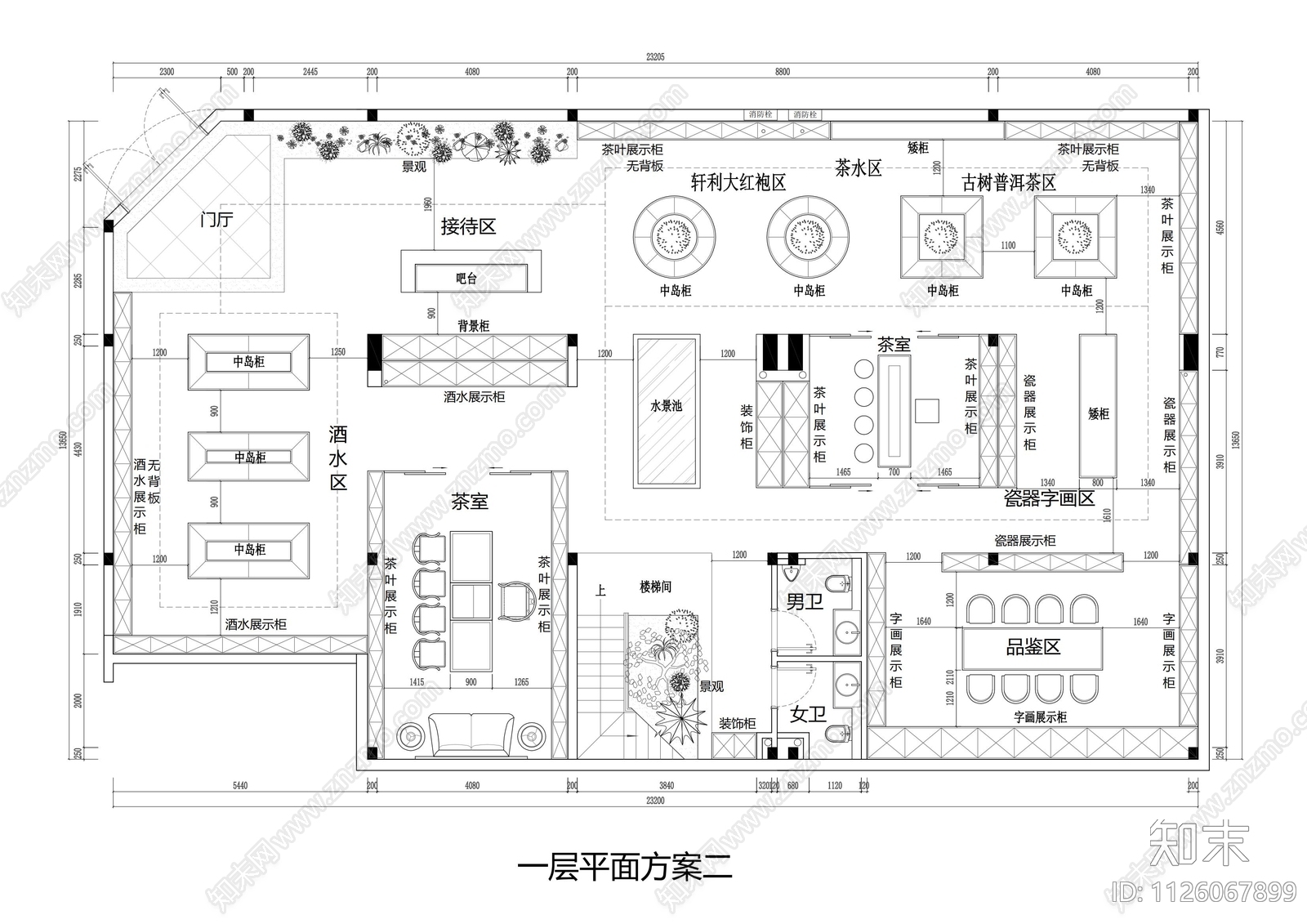 600m²茶楼设计平面图施工图下载【ID:1126067899】