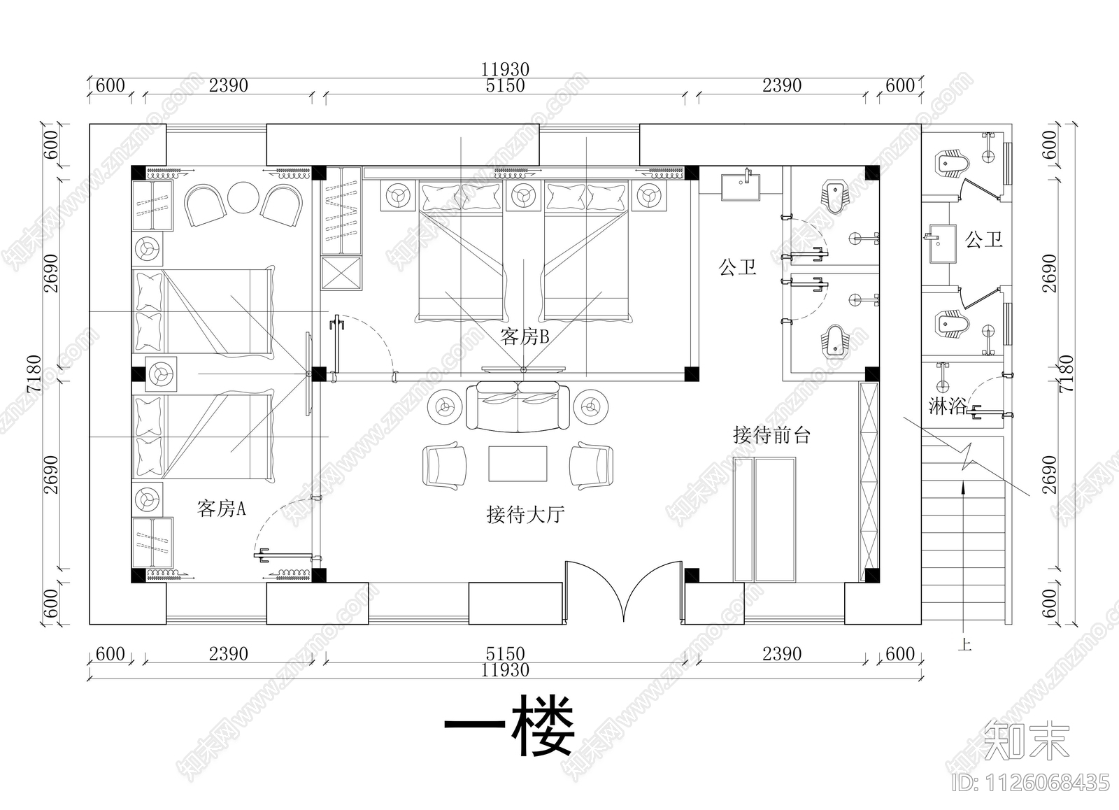 200m²民宿平面图施工图下载【ID:1126068435】