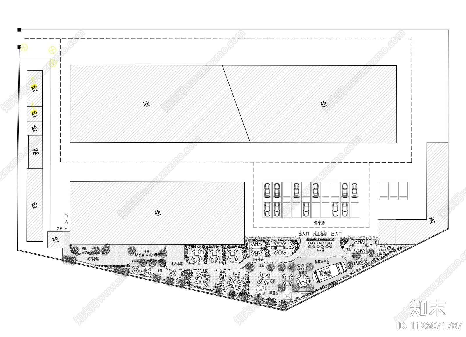 1200m²露营快餐基地平面图施工图下载【ID:1126071787】