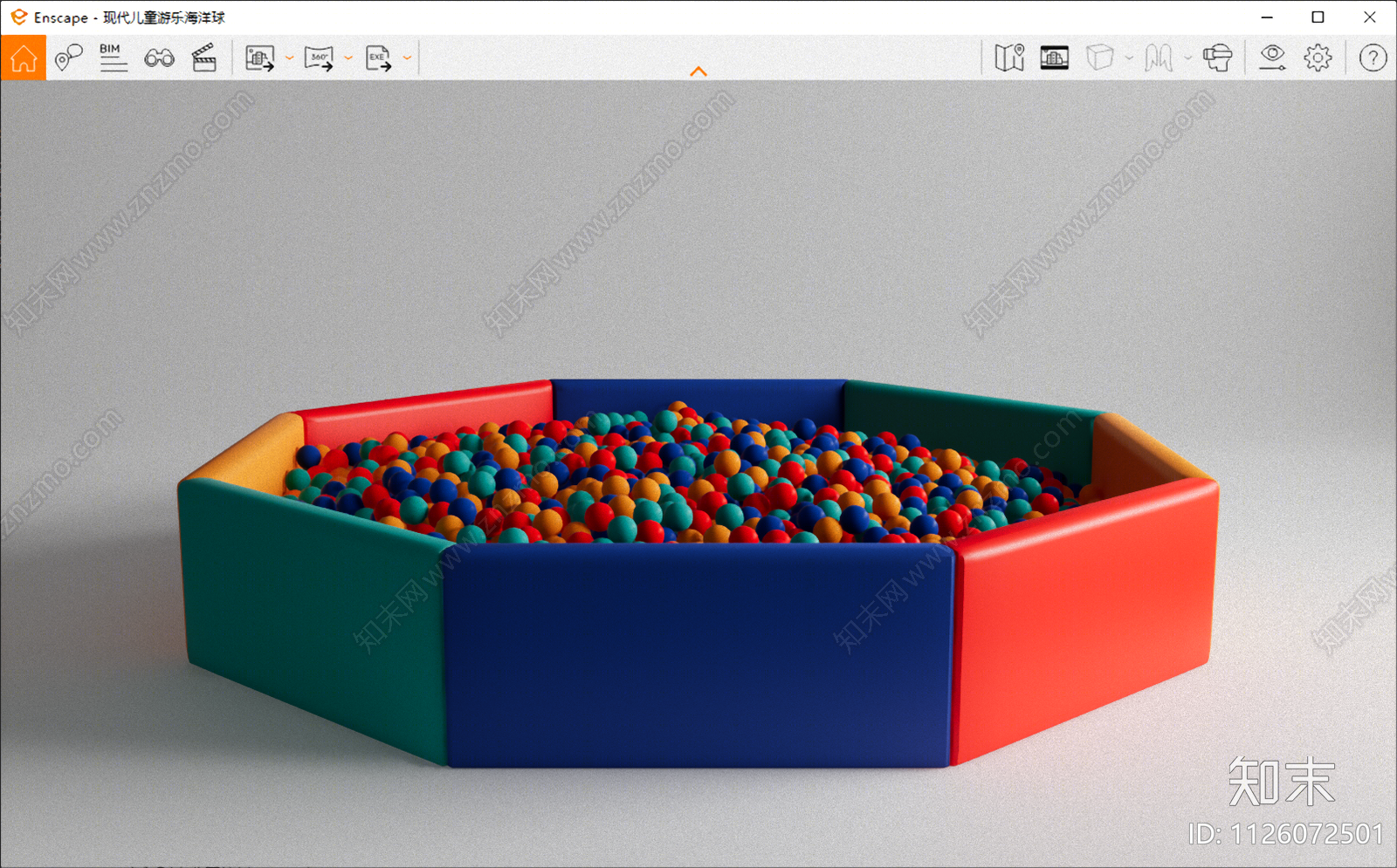 现代儿童游乐场海洋球SU模型下载【ID:1126072501】