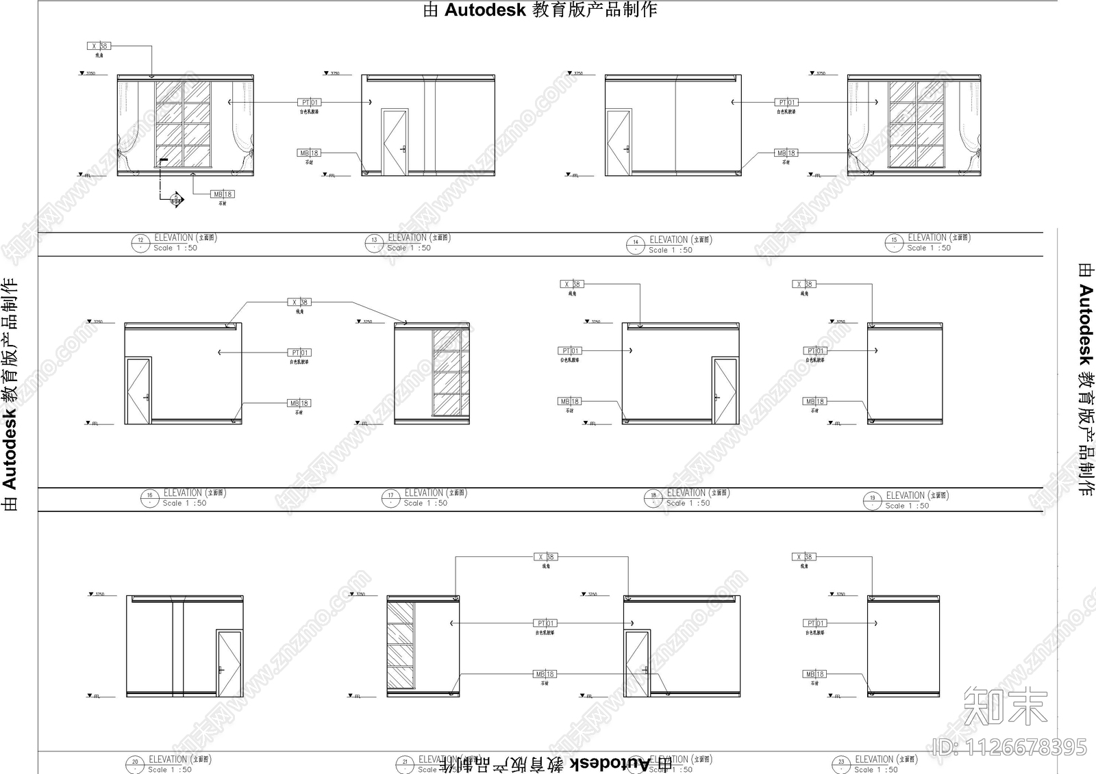 欧式酒店门厅立面图cad施工图下载【ID:1126678395】