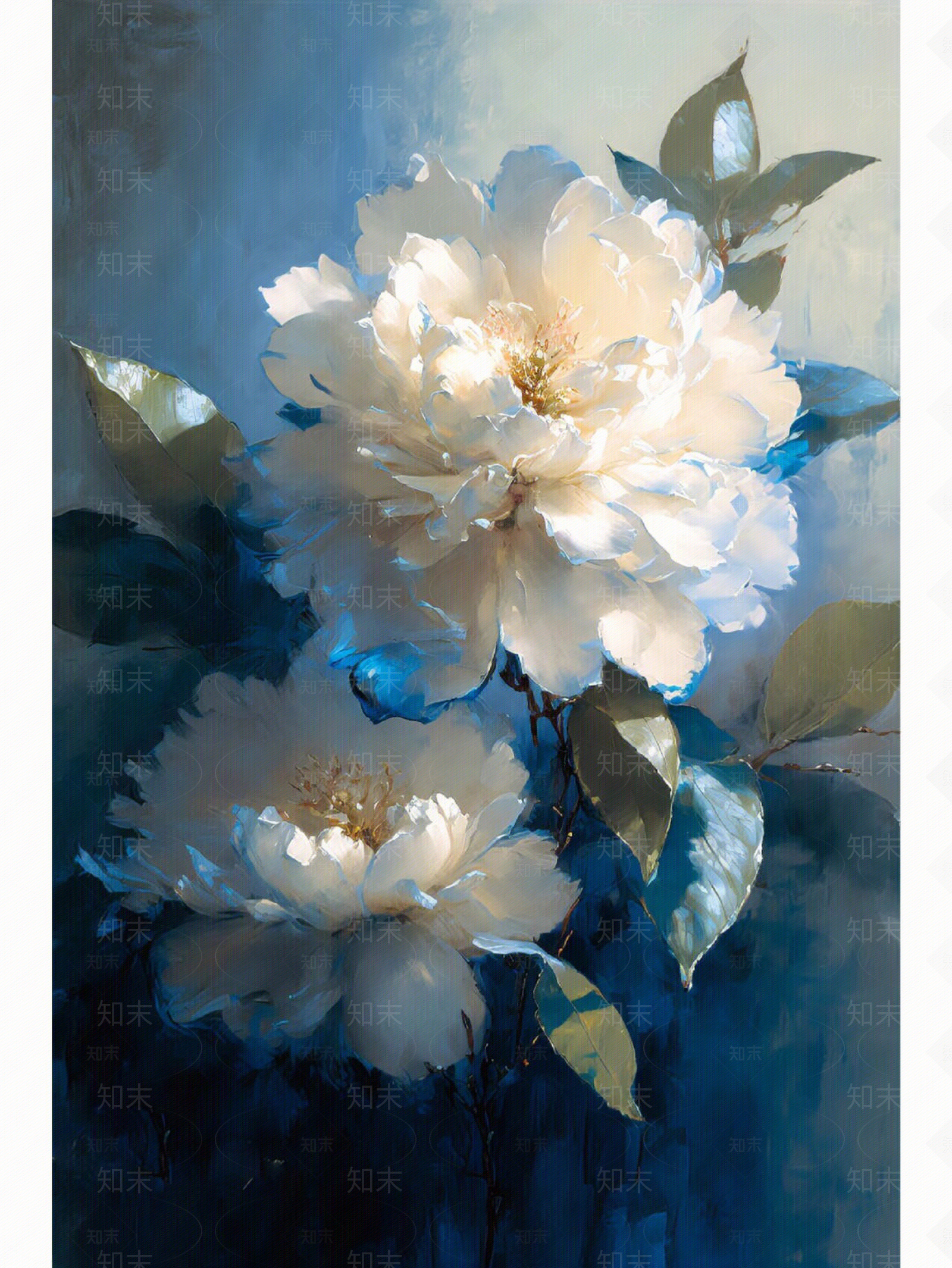 玉兰花植物装饰画贴图下载【ID:1126080212】