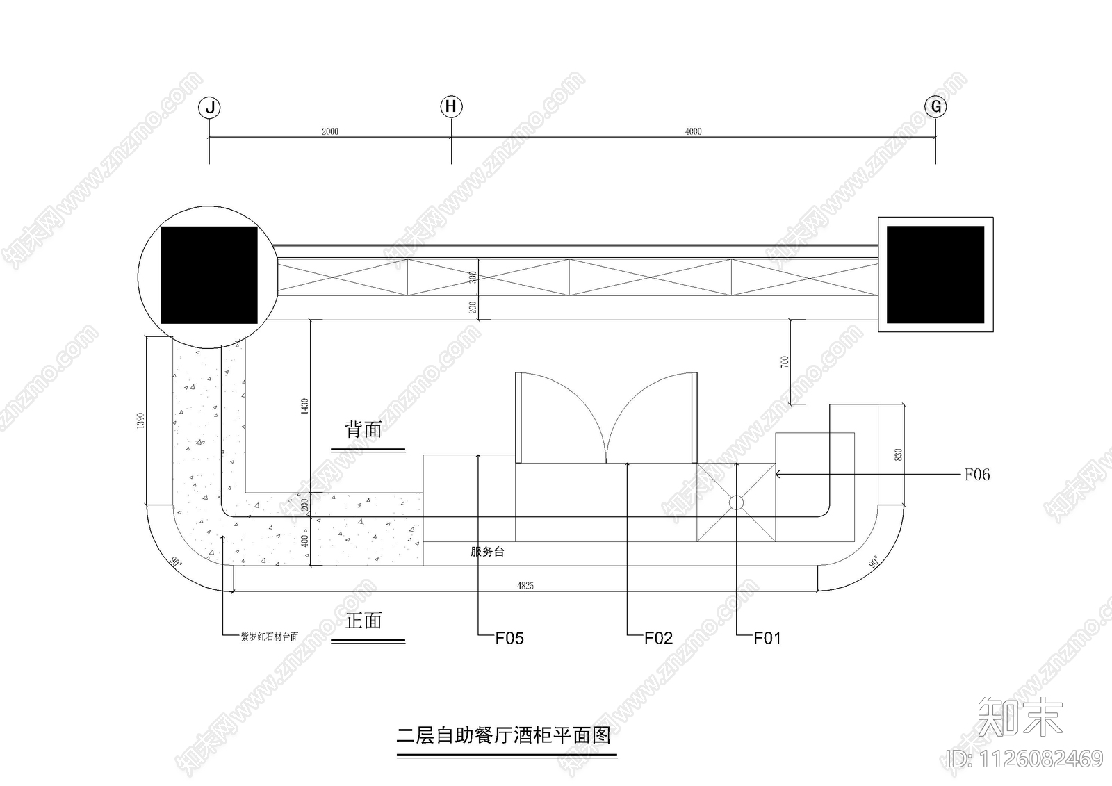 西餐咖啡厅立面图cad施工图下载【ID:1126082469】