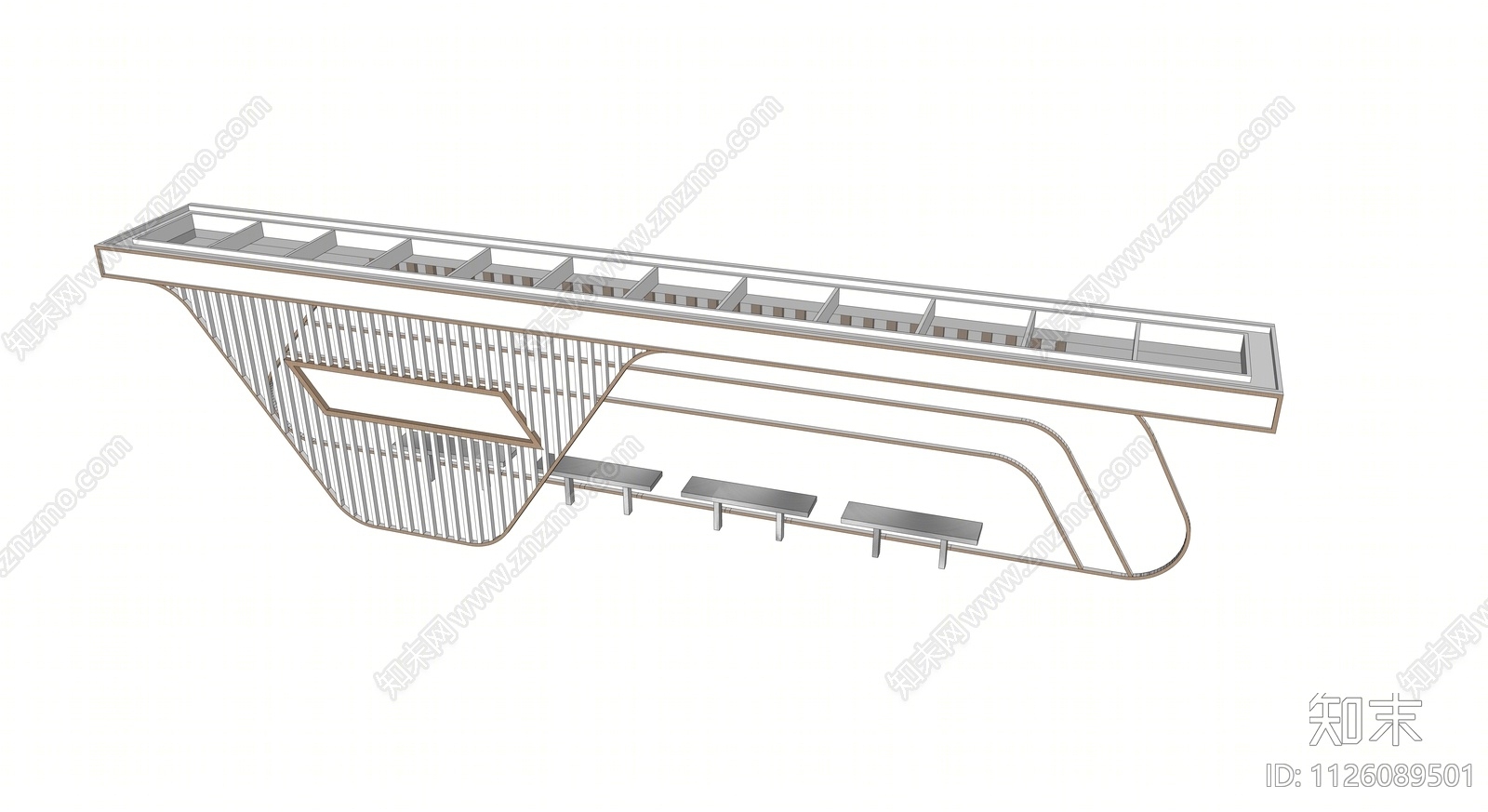 现代公交站台SU模型下载【ID:1126089501】
