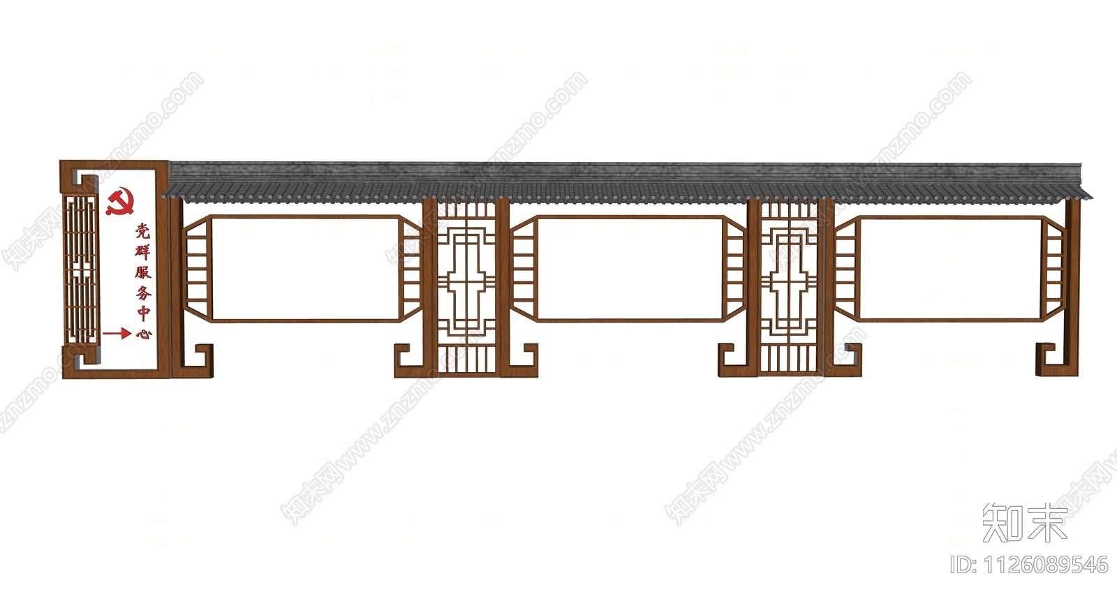 中式美丽乡村宣传栏SU模型下载【ID:1126089546】