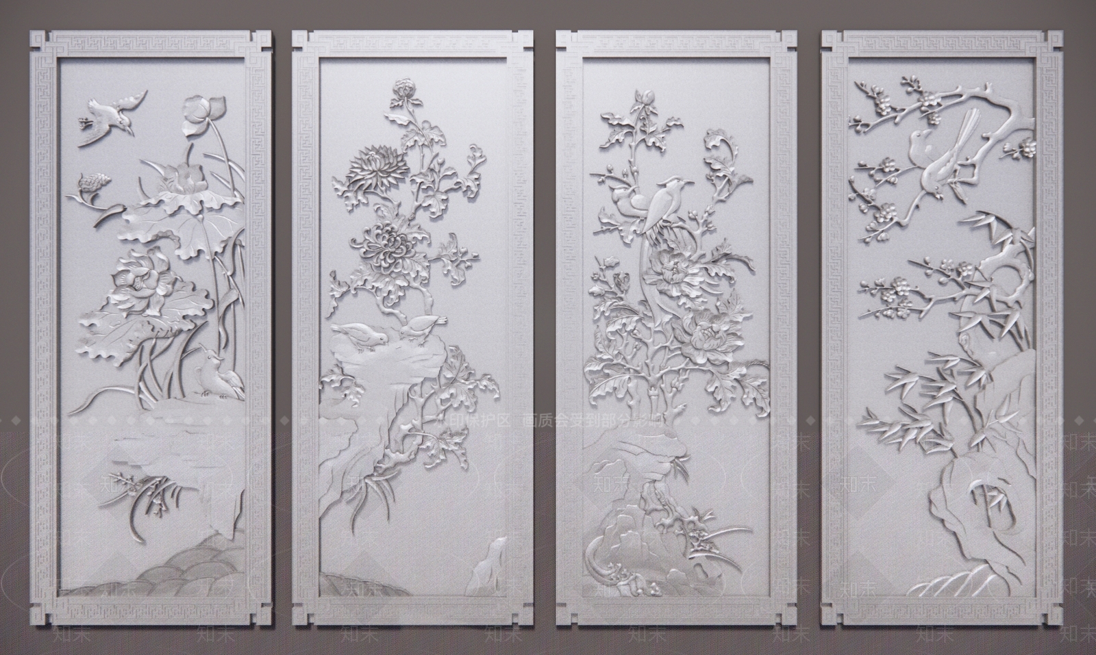 中式花鸟浮雕SU模型下载【ID:1126094261】