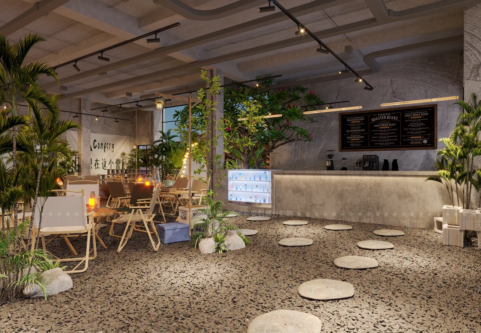 工业风露营烧烤店3D模型下载【ID:1126097034】