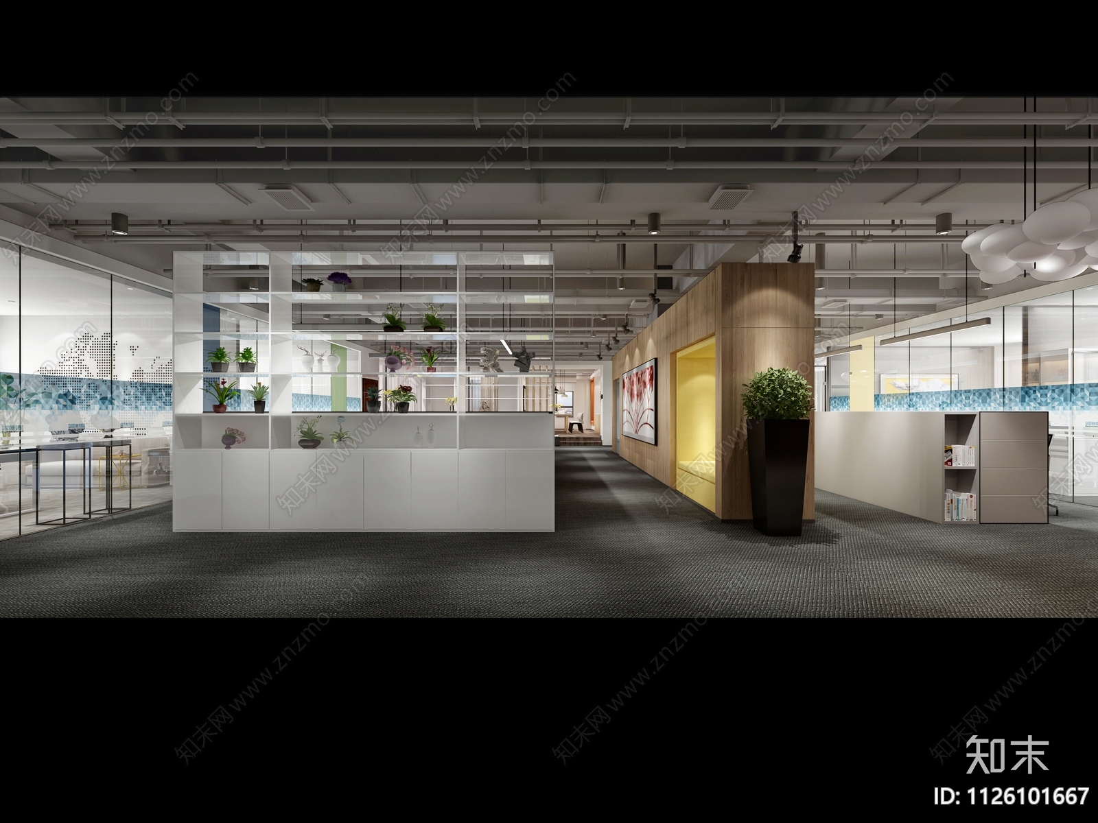 现代办公室cad施工图下载【ID:1126101667】