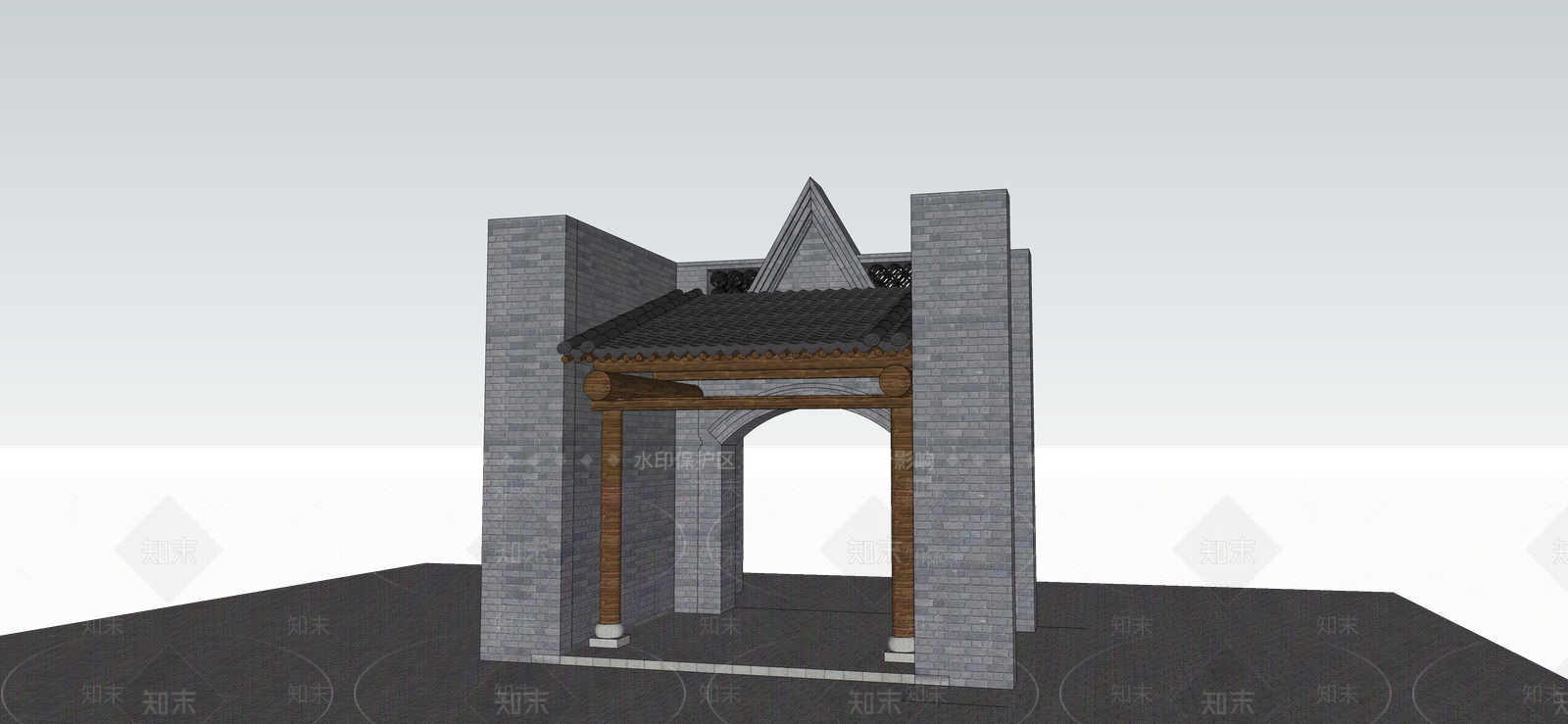 中式古建筑SU模型下载【ID:1126103302】