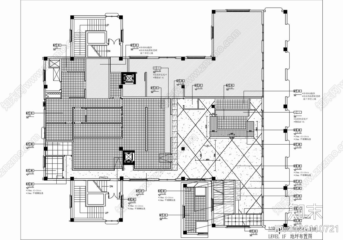 500㎡西餐厅CAD施工图施工图下载【ID:1126110721】