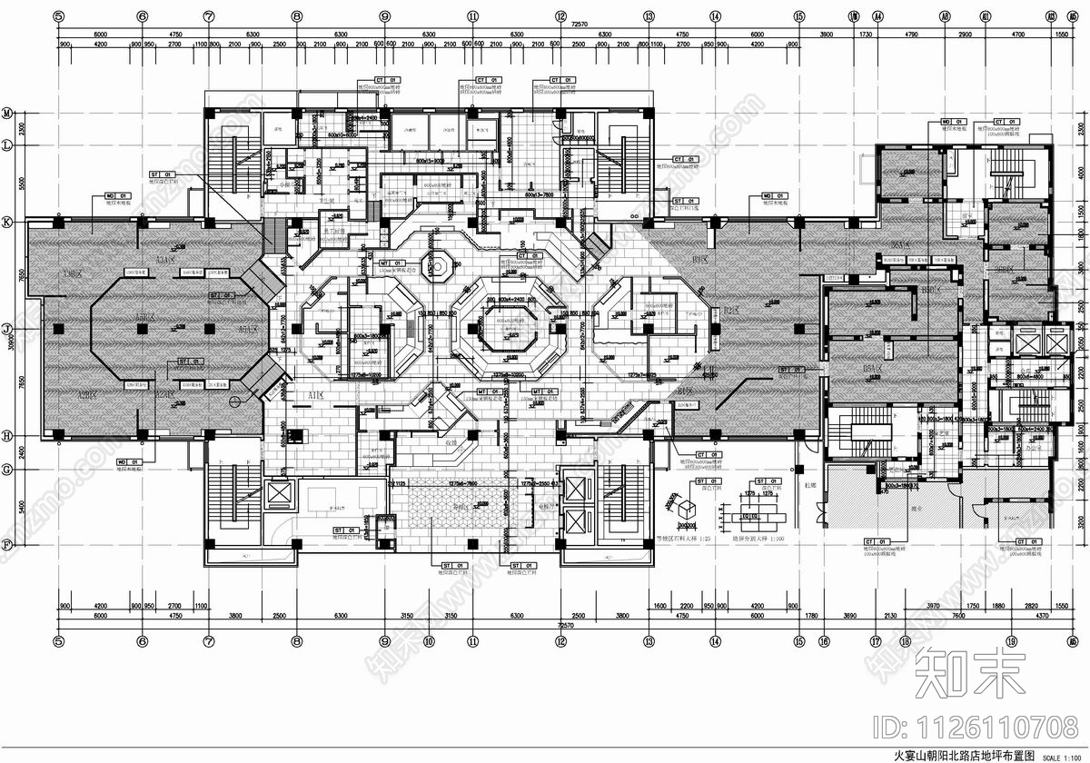 1800㎡自助餐厅CAD施工图施工图下载【ID:1126110708】