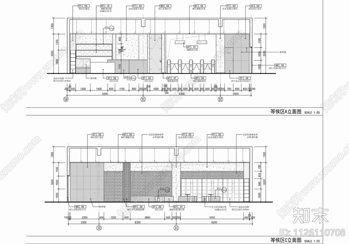 1800㎡自助餐厅CAD施工图施工图下载【ID:1126110708】