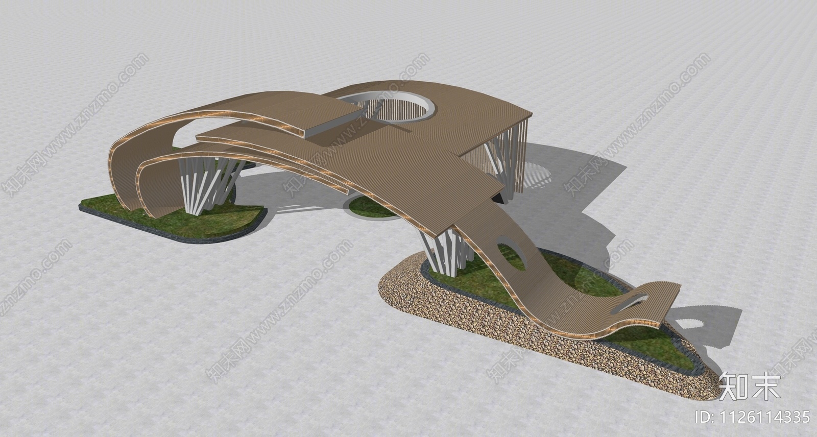 现代景观入口大门SU模型下载【ID:1126114335】