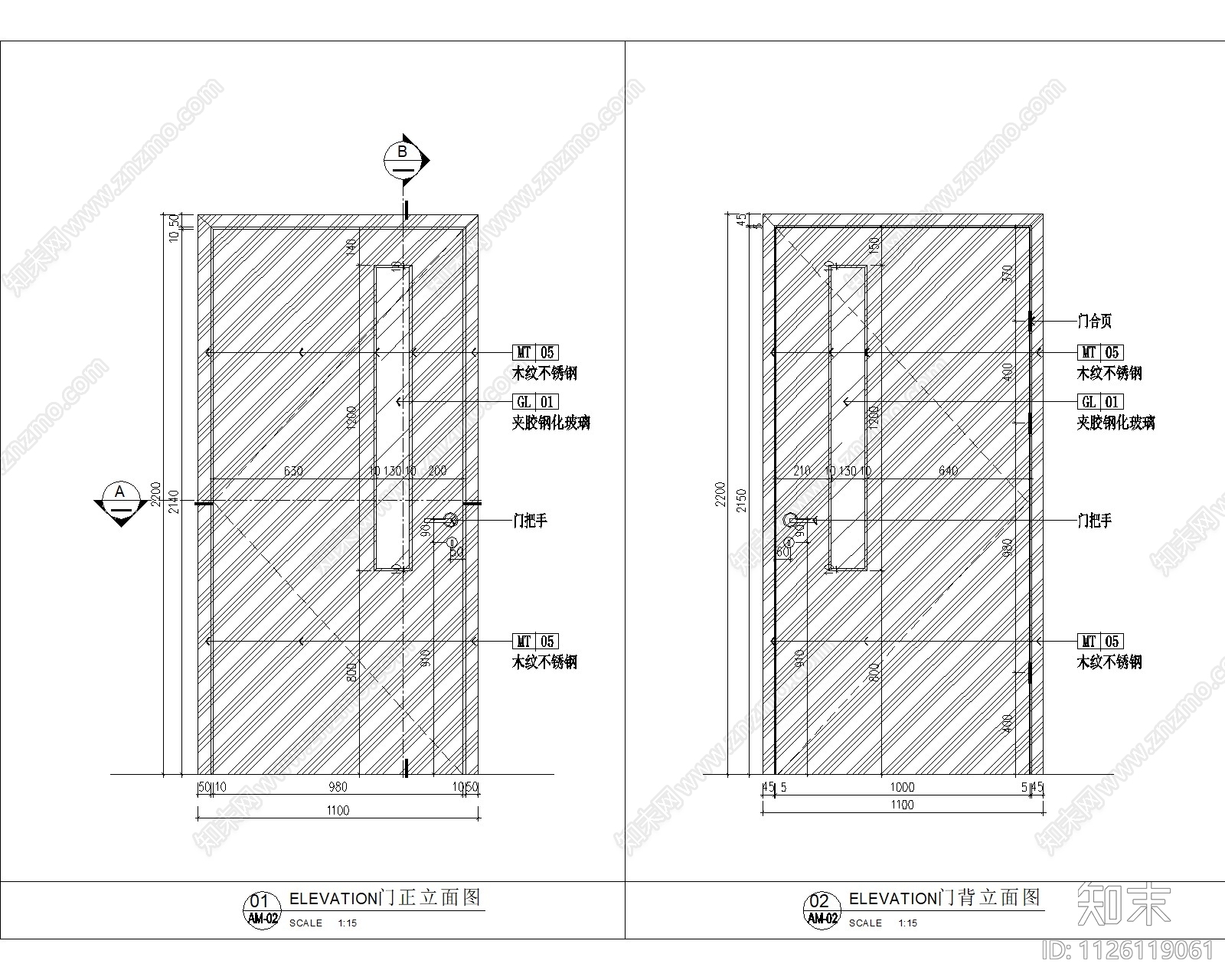 教室不锈钢门大样详图cad施工图下载【ID:1126119061】