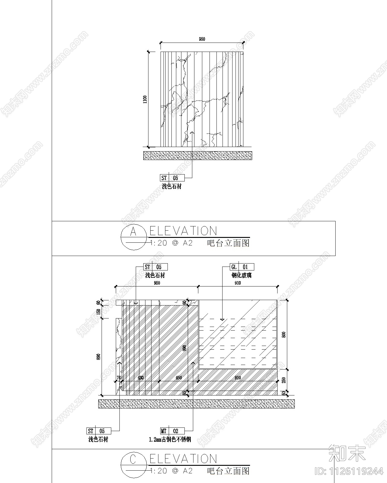 水吧台大样详图cad施工图下载【ID:1126119244】