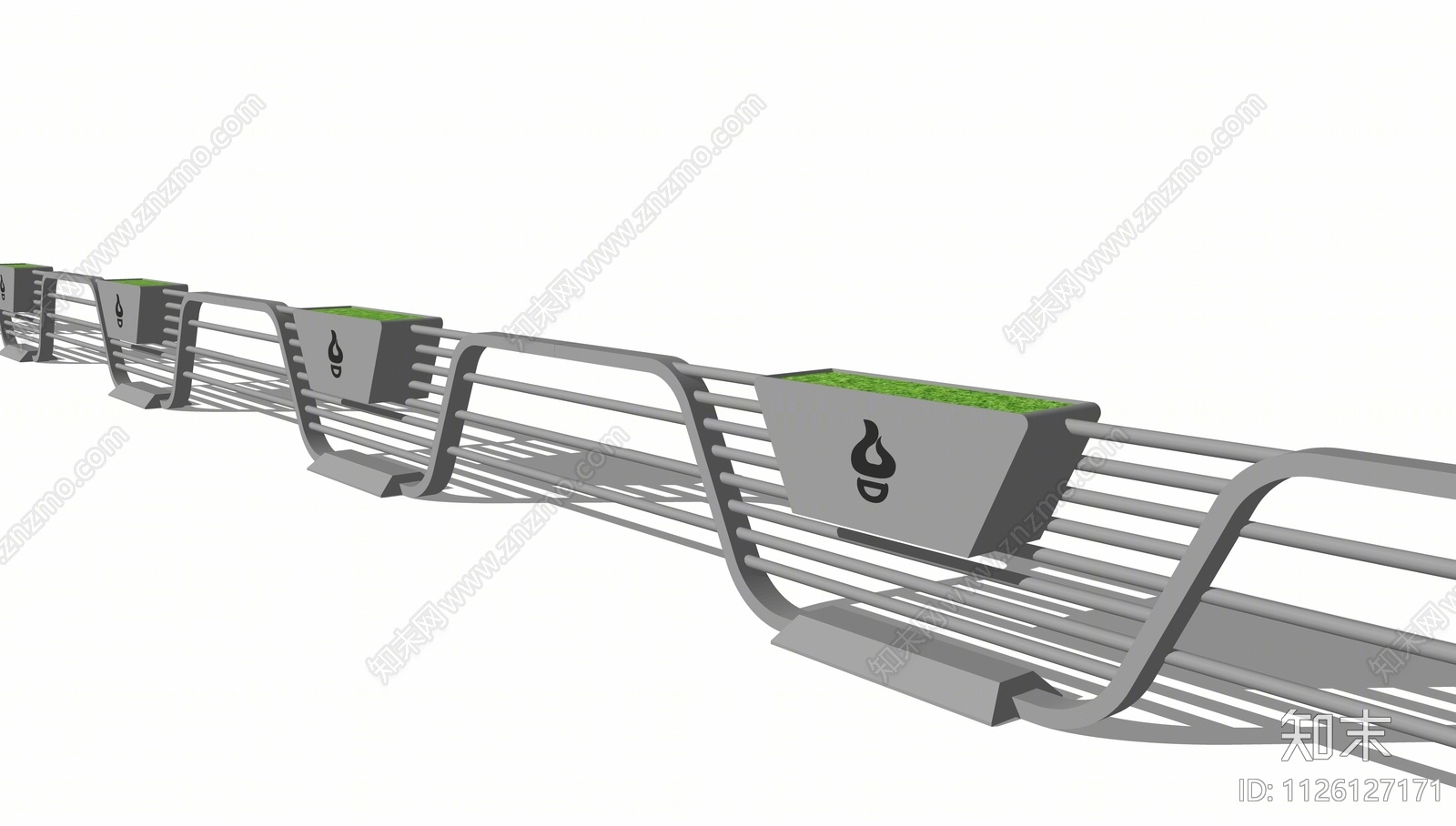 现代道路隔离栏杆SU模型下载【ID:1126127171】