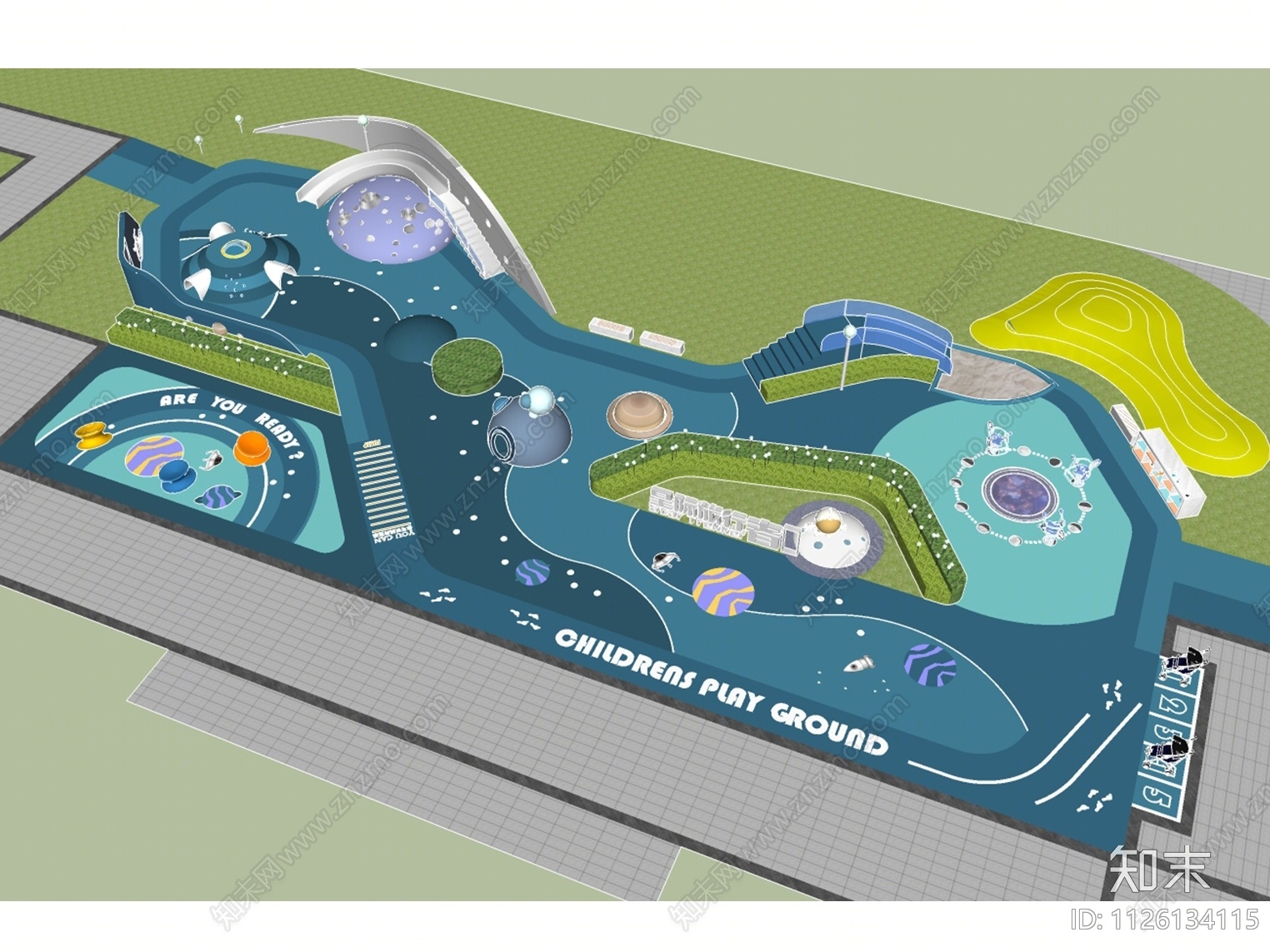 现代儿童游乐区SU模型下载【ID:1126134115】