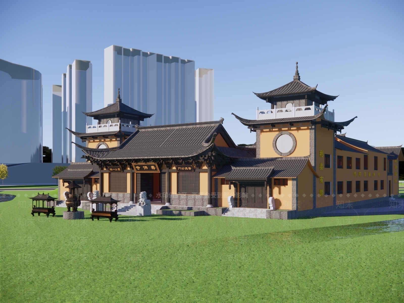 中式寺庙建筑SU模型下载【ID:1126138452】
