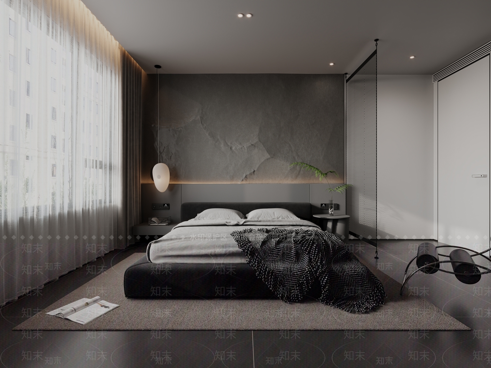 现代极简卧室3D模型下载【ID:1126142706】_知末3d模型网