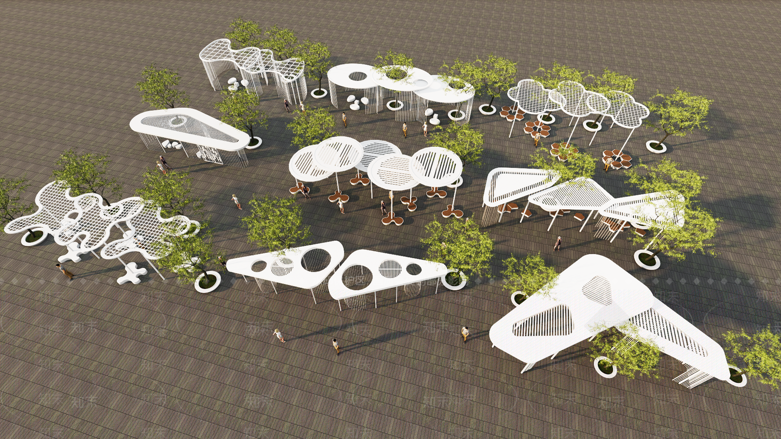 现代花架廊架SU模型下载【ID:1126147766】