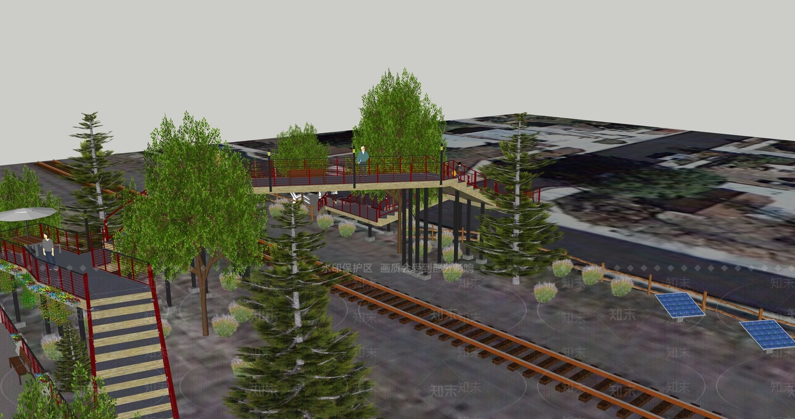 现代景观天桥SU模型下载【ID:1126148577】