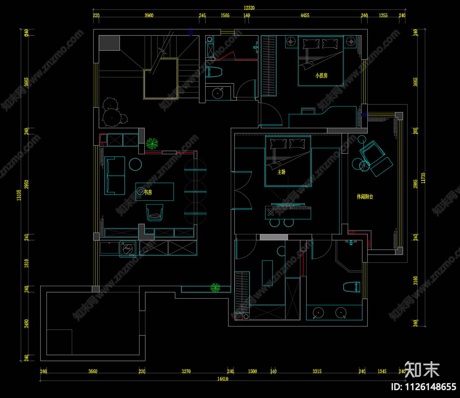 新中式复式楼cad施工图下载【ID:1126148655】