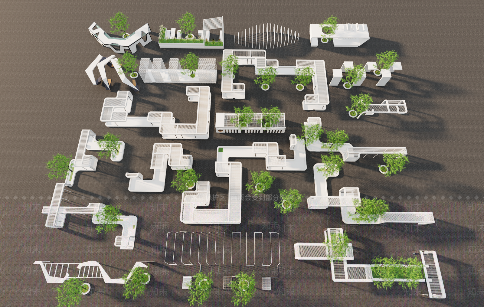 现代花架廊架SU模型下载【ID:1126153729】