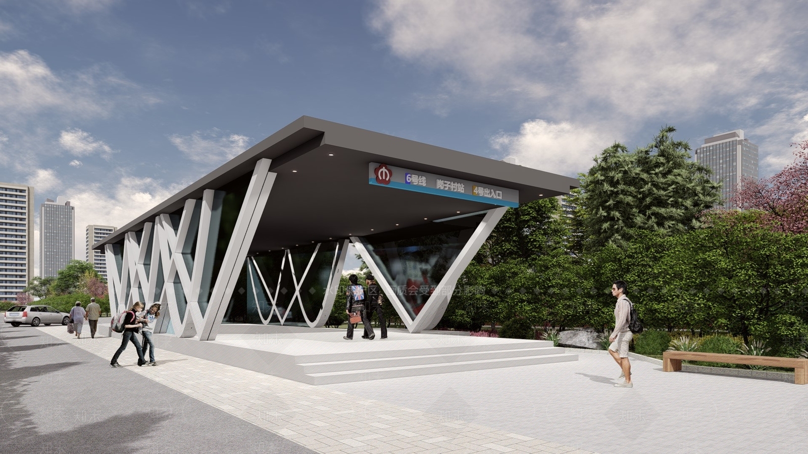 现代地铁站出入口SU模型下载【ID:1126153954】