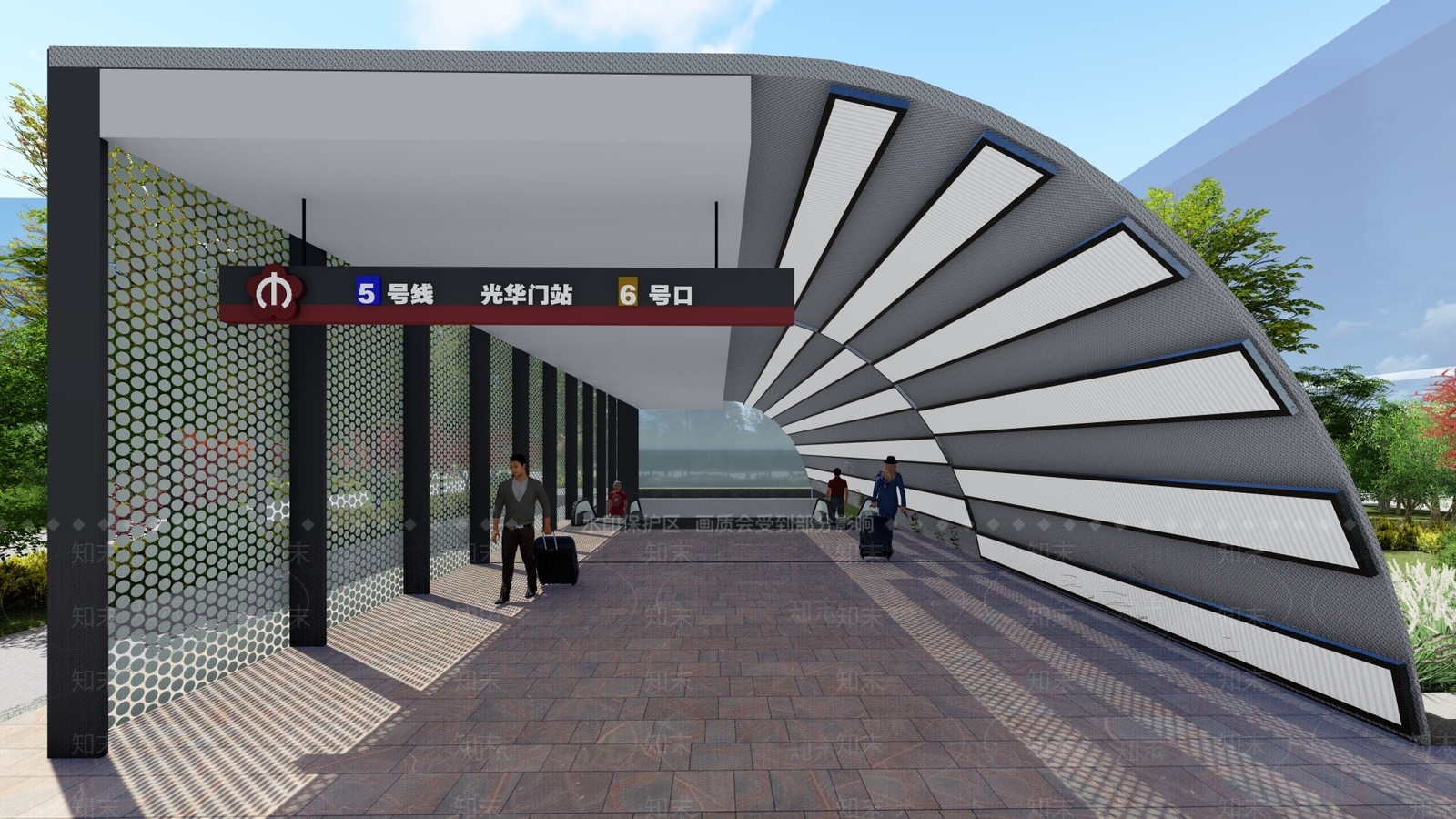 现代地铁站出入口SU模型下载【ID:1126154077】