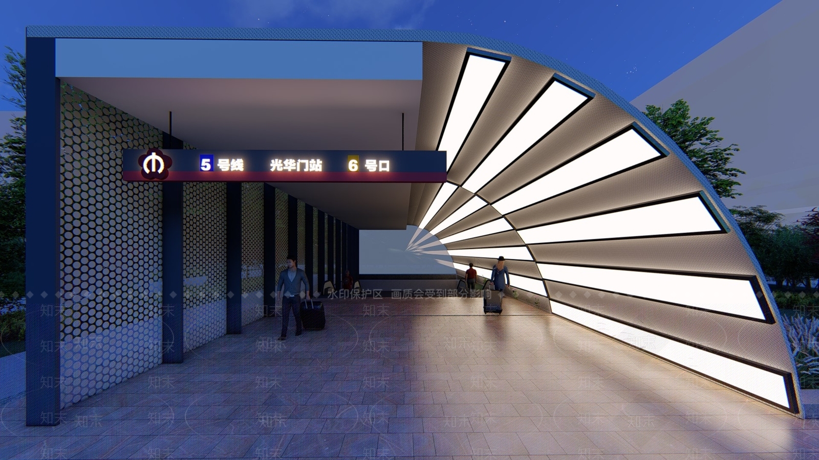 现代地铁站出入口SU模型下载【ID:1126154077】