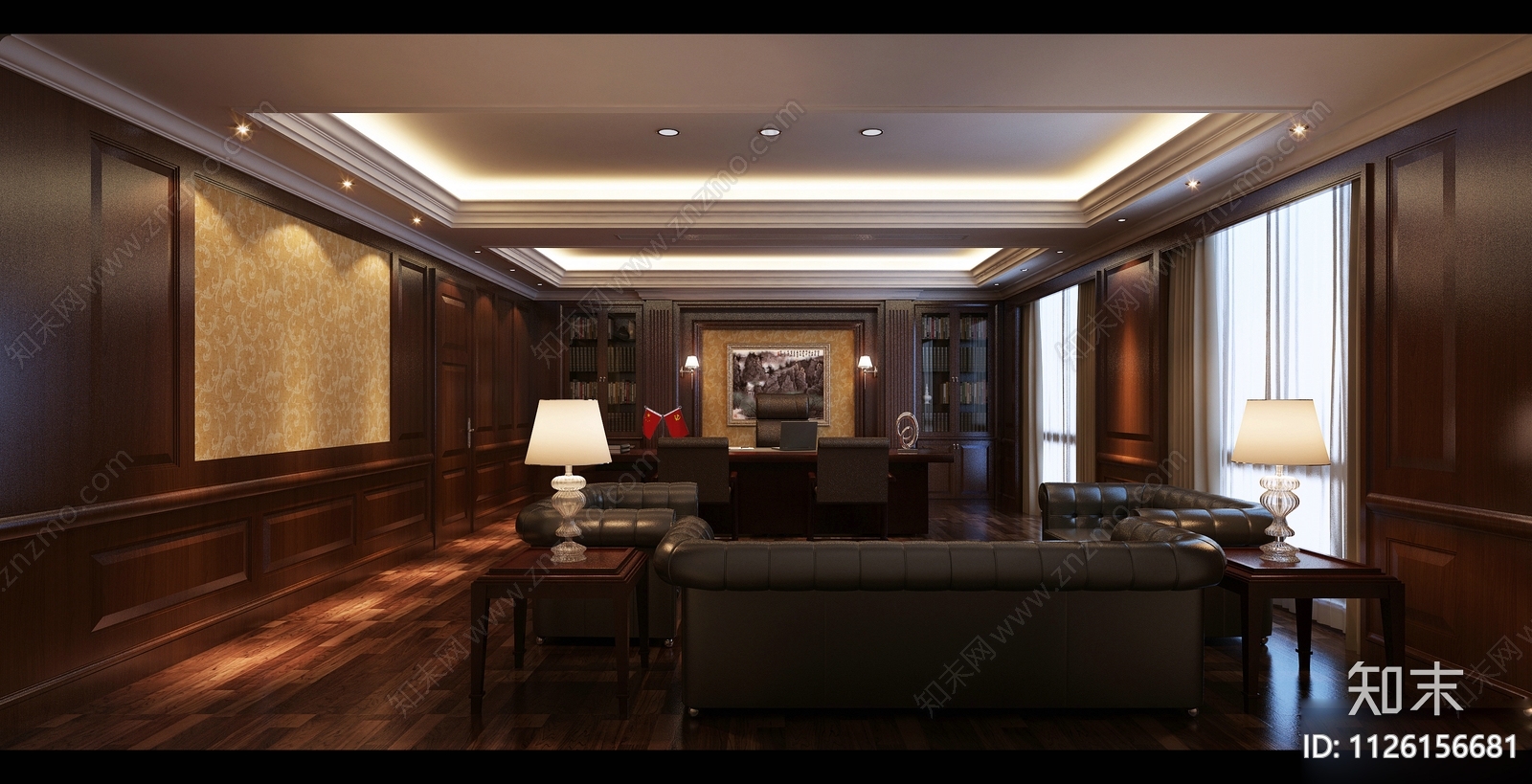 领导办公室设计图cad施工图下载【ID:1126156681】