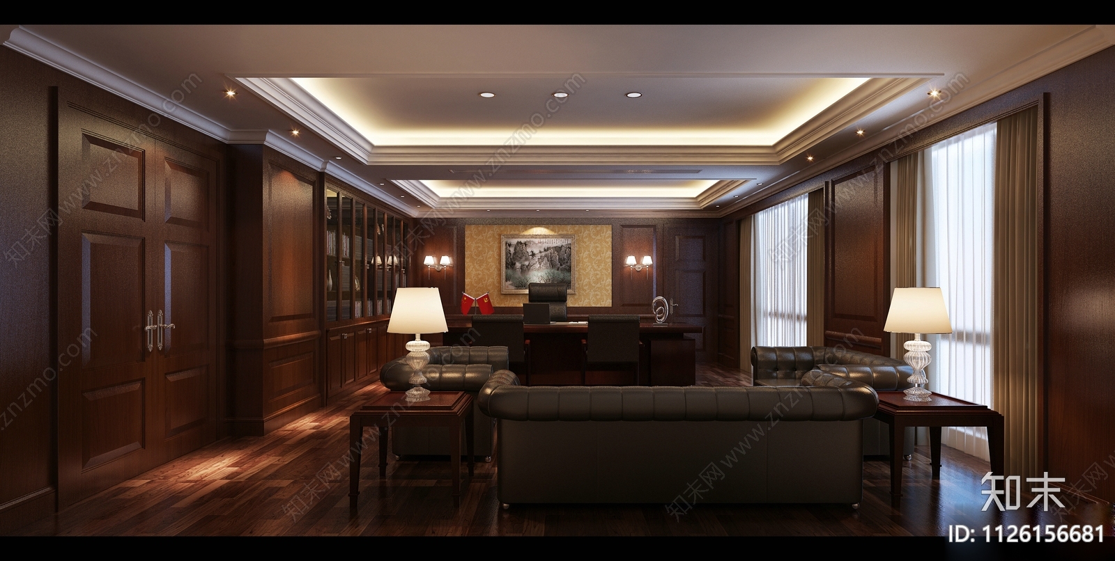领导办公室设计图cad施工图下载【ID:1126156681】