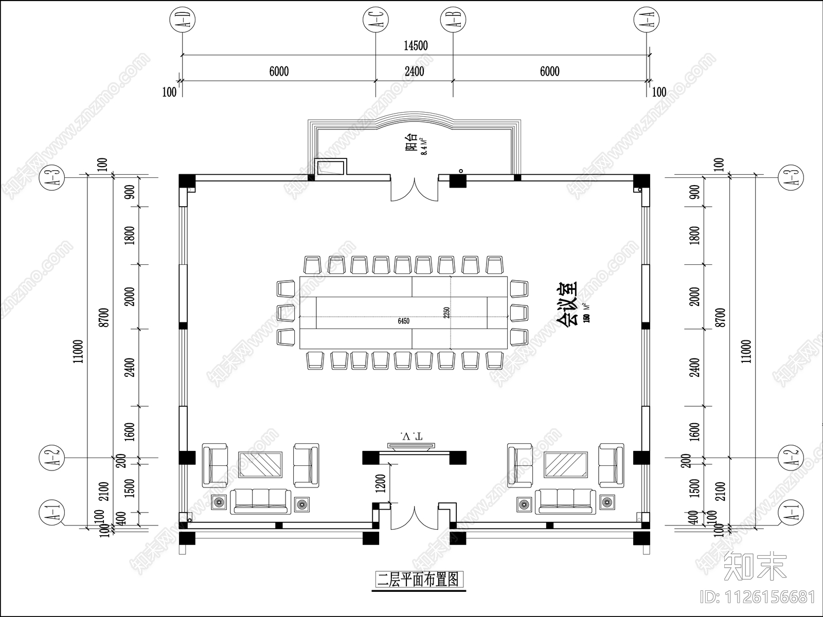领导办公室设计图cad施工图下载【ID:1126156681】