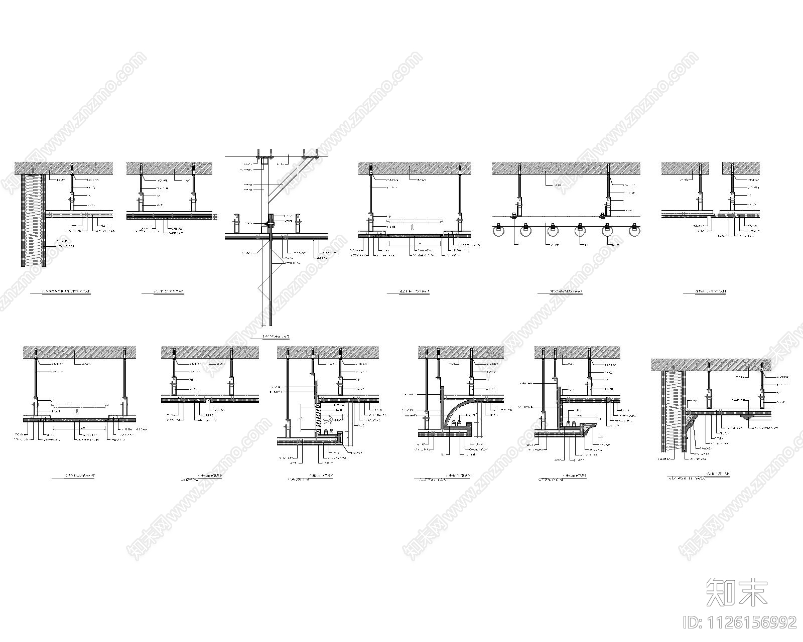 室内各类吊顶节点大全施工图下载【ID:1126156992】