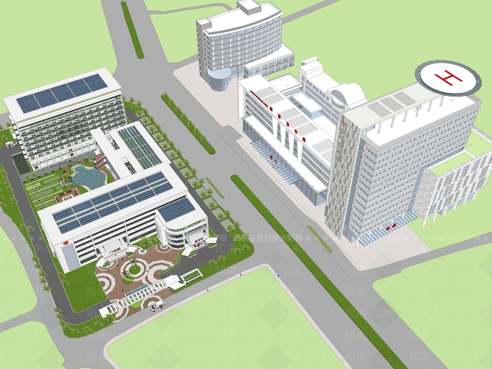 现代医疗建筑SU模型下载【ID:1126158443】