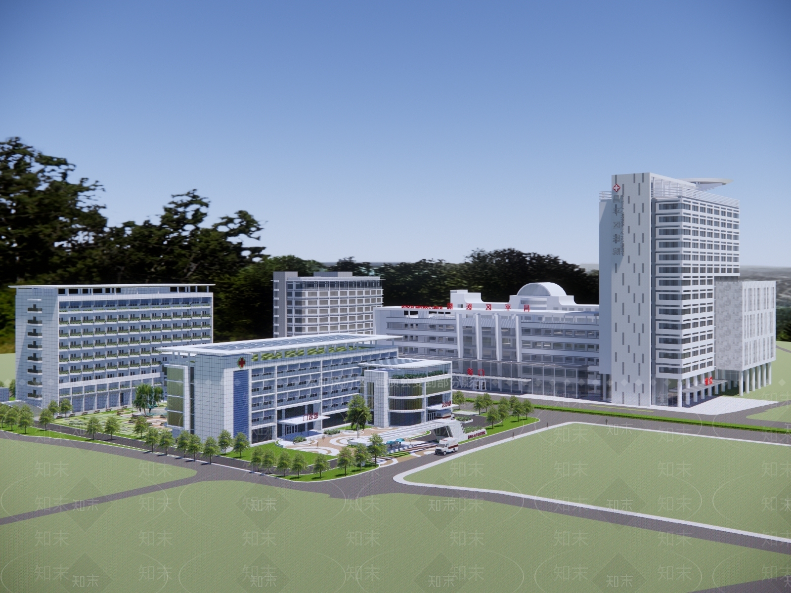 现代医疗建筑SU模型下载【ID:1126158443】