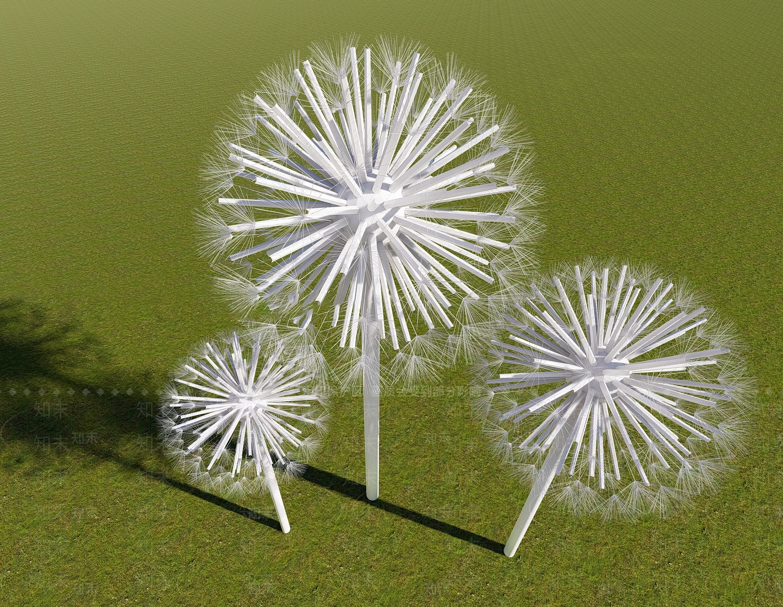 现代户外公园景观小品蒲公英雕塑SU模型下载【ID:1126160529】