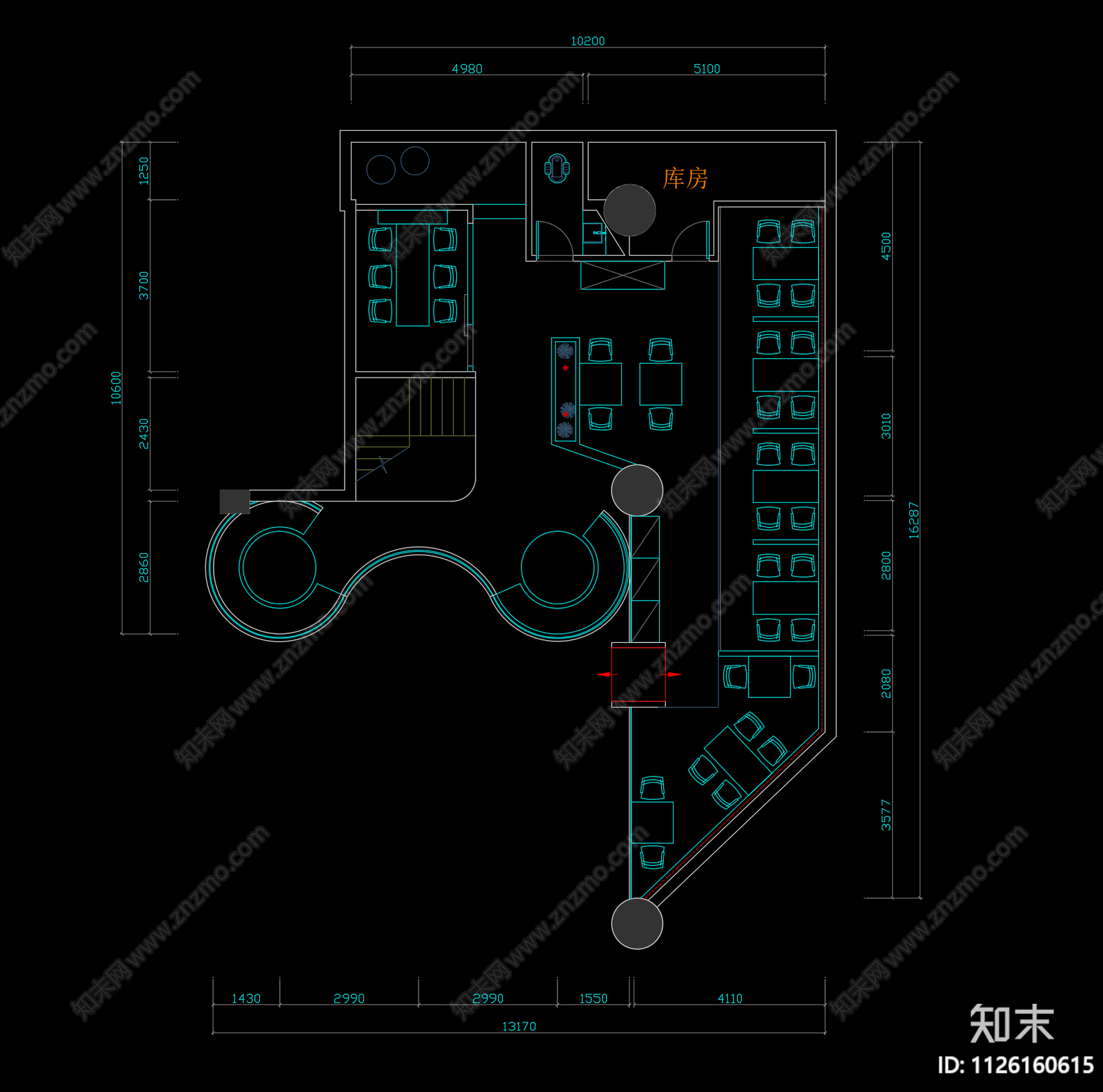 复式结构日式餐厅cad施工图下载【ID:1126160615】