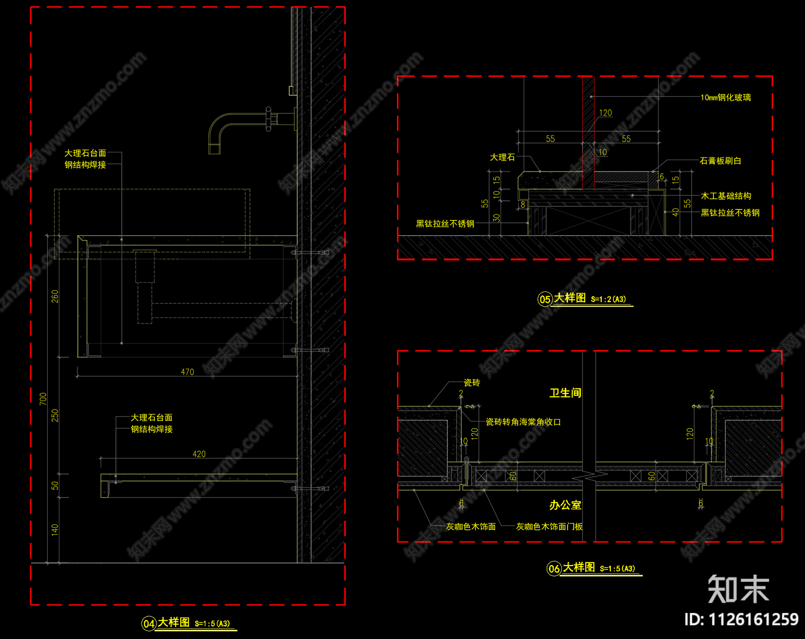 现代简约办公室cad施工图下载【ID:1126161259】