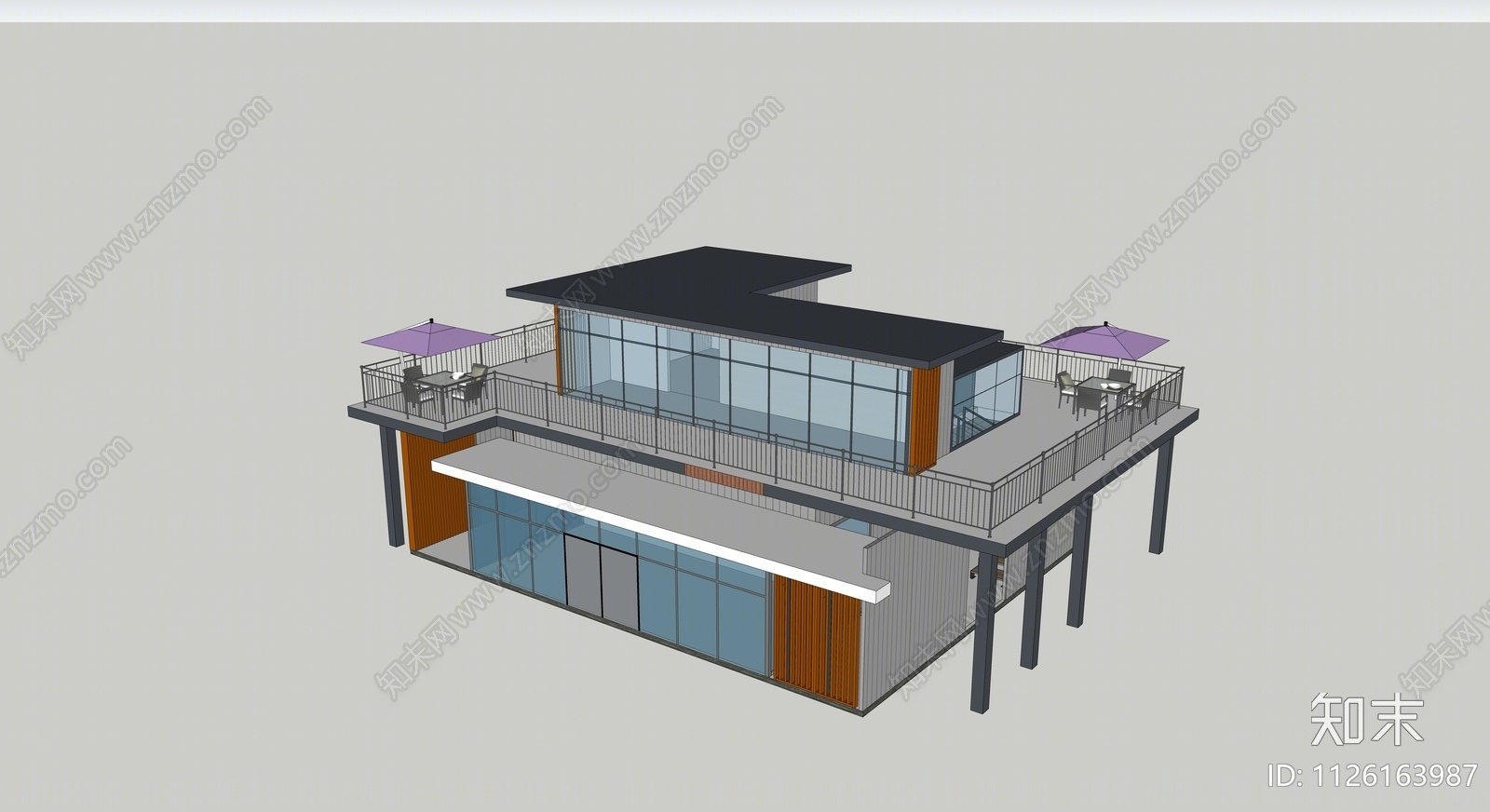 现代驿站建筑SU模型下载【ID:1126163987】