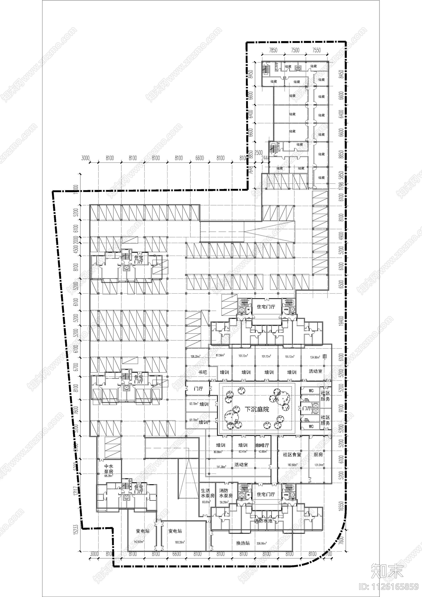 两层地库平面图施工图下载【ID:1126165859】