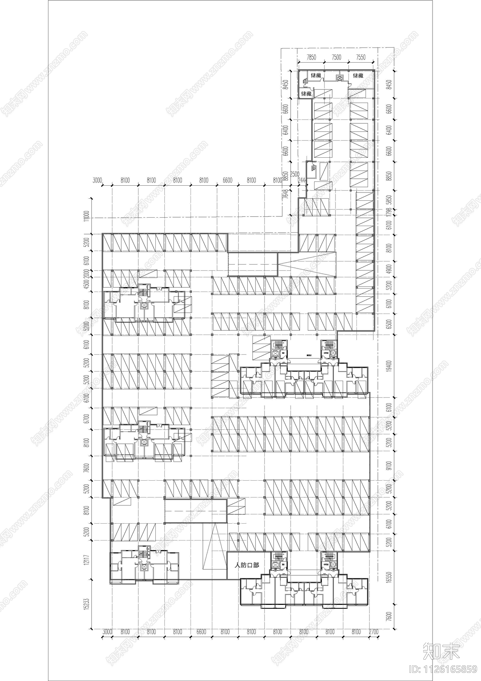 两层地库平面图施工图下载【ID:1126165859】