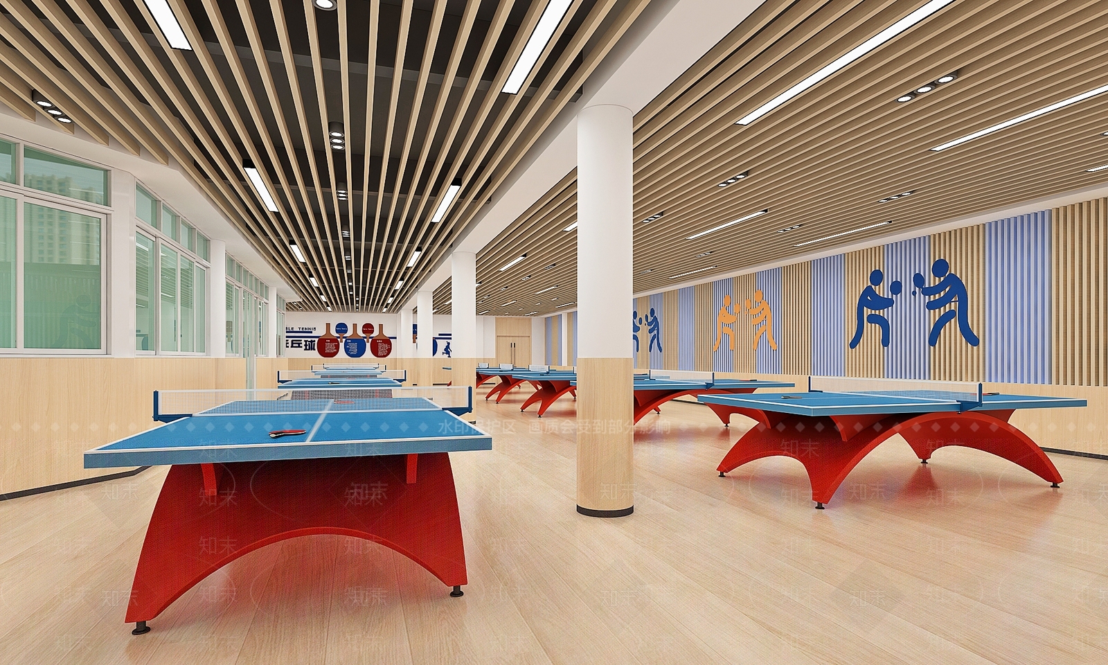 现代学校乒乓球室3D模型下载【ID:1126166769】