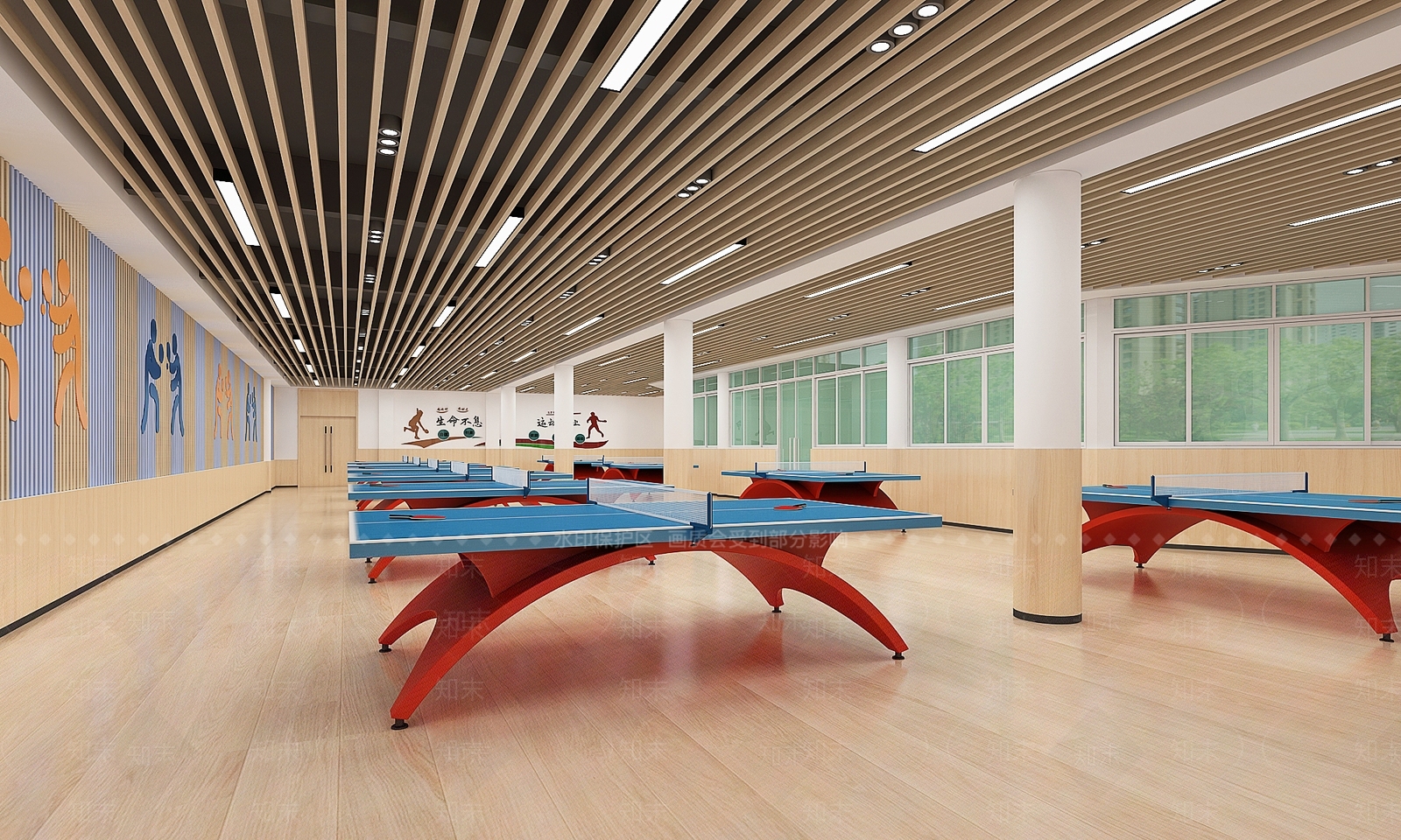 现代学校乒乓球室3D模型下载【ID:1126166769】