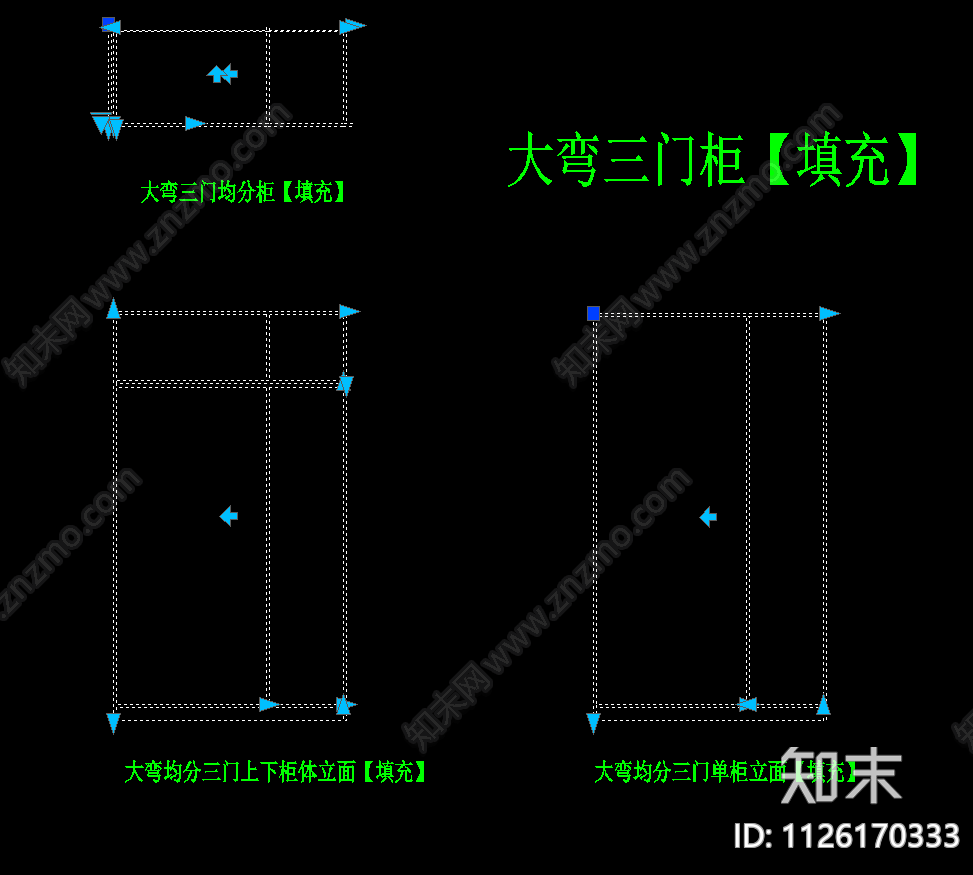 全屋定制衣柜动态块cad施工图下载【ID:1126170333】