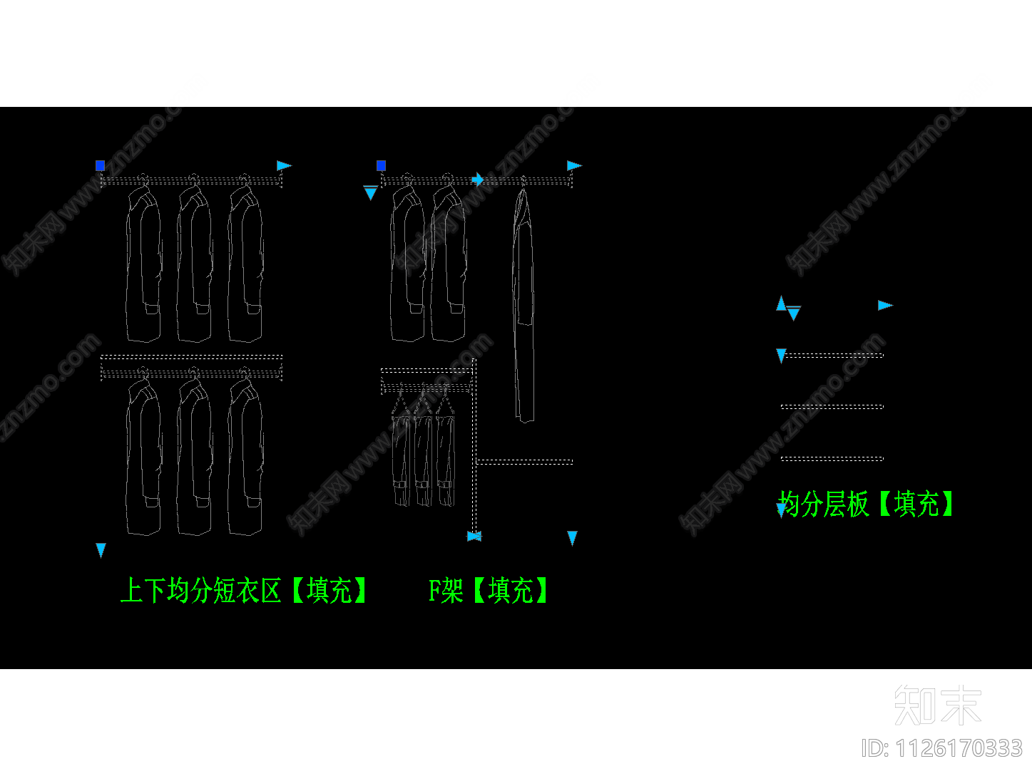 全屋定制衣柜动态块cad施工图下载【ID:1126170333】