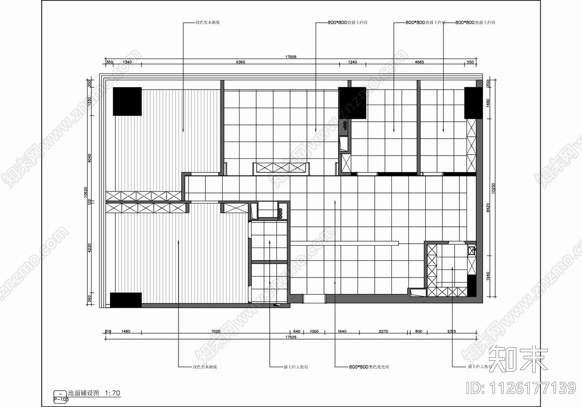 200㎡办公室CADcad施工图下载【ID:1126177139】