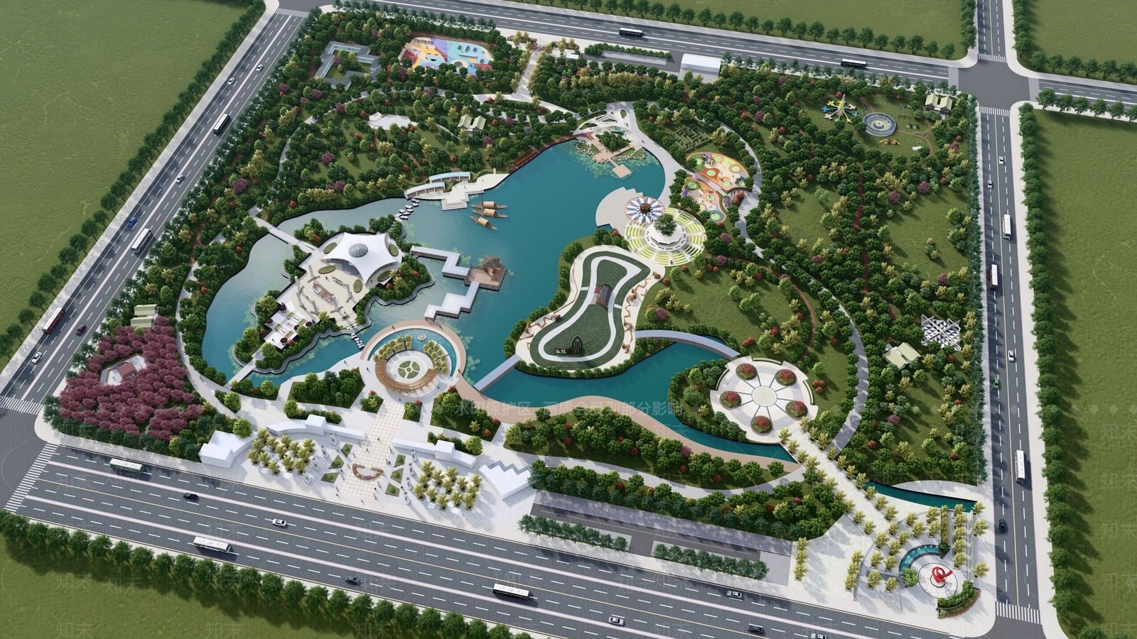 现代公园景观SU模型下载【ID:1126178191】